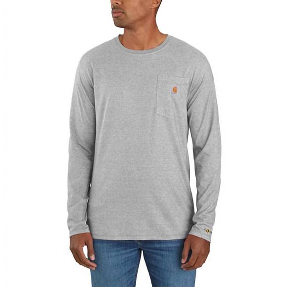 NEW CARHARTT men's force long sleeve pocket tees in heather grey - Picture 1 of 1